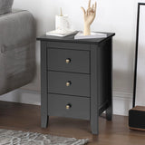 Nightstand End Beside Table Drawers Modern Storage Bedroom Furniture-Black
