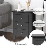 Nightstand End Beside Table Drawers Modern Storage Bedroom Furniture-Black