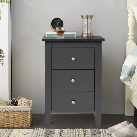 Nightstand End Beside Table Drawers Modern Storage Bedroom Furniture-Black