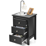 Nightstand End Beside Table Drawers Modern Storage Bedroom Furniture-Black