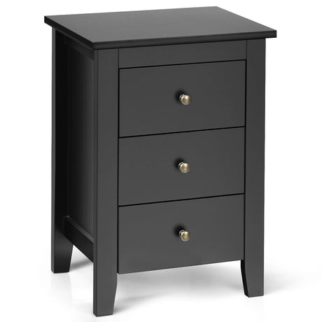 Nightstand End Beside Table Drawers Modern Storage Bedroom Furniture-Black