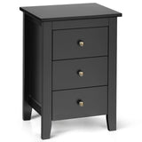 Nightstand End Beside Table Drawers Modern Storage Bedroom Furniture-Black