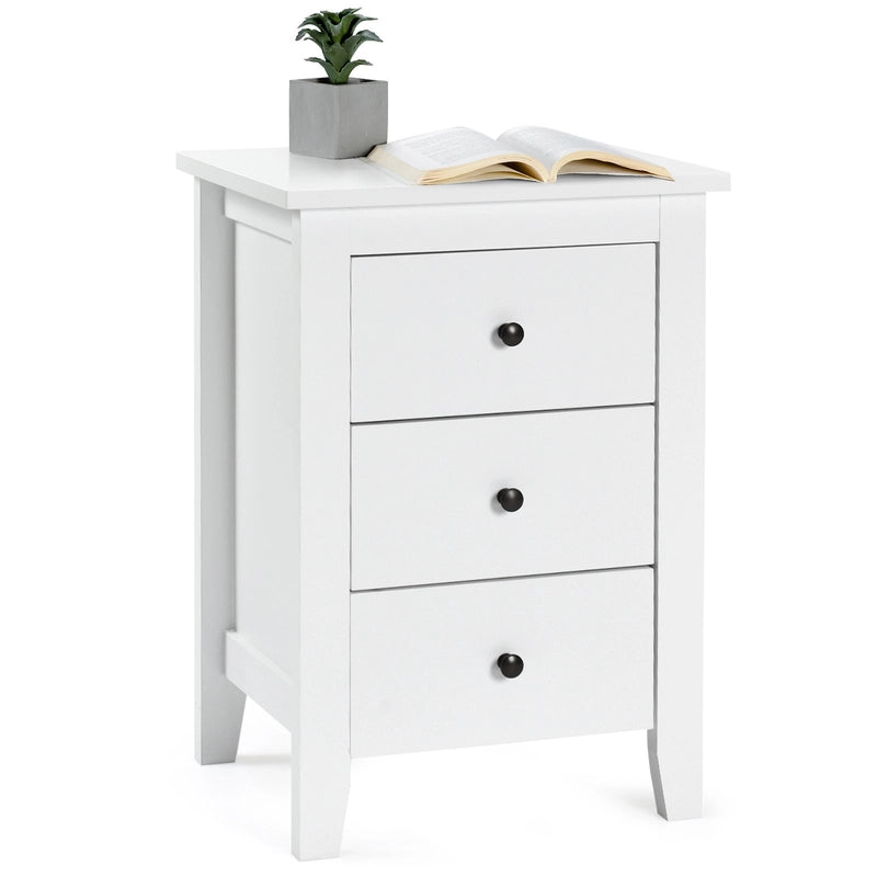 Nightstand End Beside Table Drawers Modern Storage Bedroom Furniture