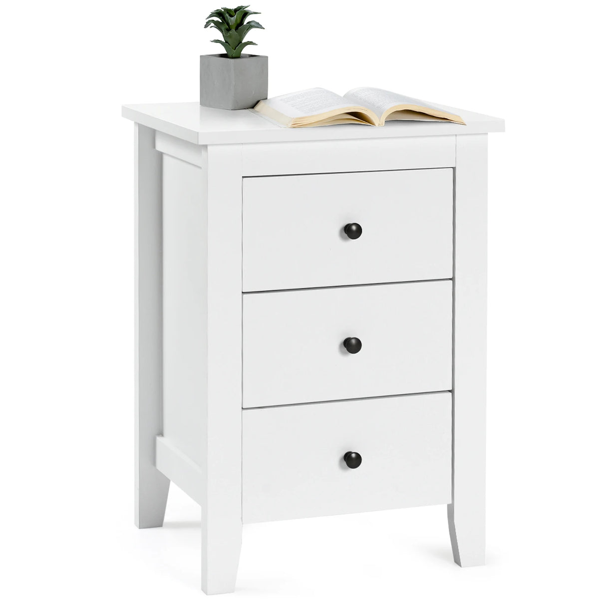 Nightstand End Beside Table Drawers Modern Storage Bedroom Furniture