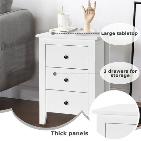 Nightstand End Beside Table Drawers Modern Storage Bedroom Furniture