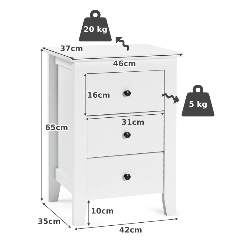 Nightstand End Beside Table Drawers Modern Storage Bedroom Furniture