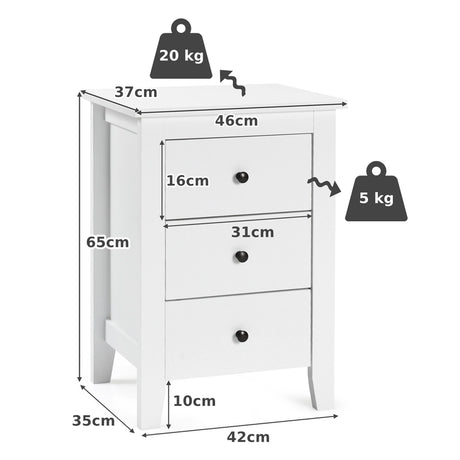 Nightstand End Beside Table Drawers Modern Storage Bedroom Furniture