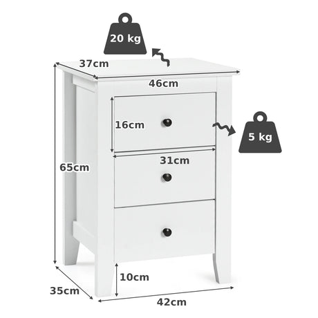Nightstand End Beside Table Drawers Modern Storage Bedroom Furniture