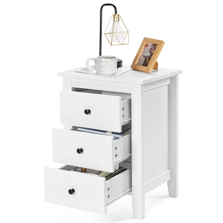 Nightstand End Beside Table Drawers Modern Storage Bedroom Furniture