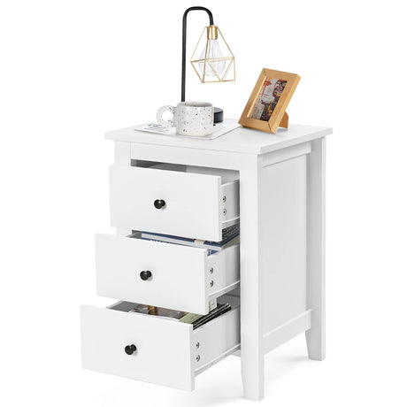 Nightstand End Beside Table Drawers Modern Storage Bedroom Furniture