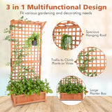 Wooden Planter Container Raised Garden Bed with Arch Trellis-Orange