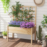 Raised Garden Bed with Lattice Trellis and Drainage Holes Elevated-Natural