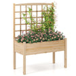 Raised Garden Bed with Lattice Trellis and Drainage Holes Elevated-Natural