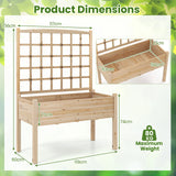 Raised Garden Bed with Lattice Trellis and Drainage Holes Elevated-Natural