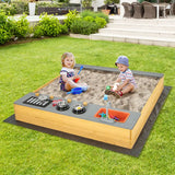 Kids Wooden Sandbox with Kitchen Playset and Bottom Liner