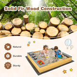 Kids Wooden Sandbox with Kitchen Playset and Bottom Liner