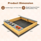 Kids Wooden Sandbox with Kitchen Playset and Bottom Liner