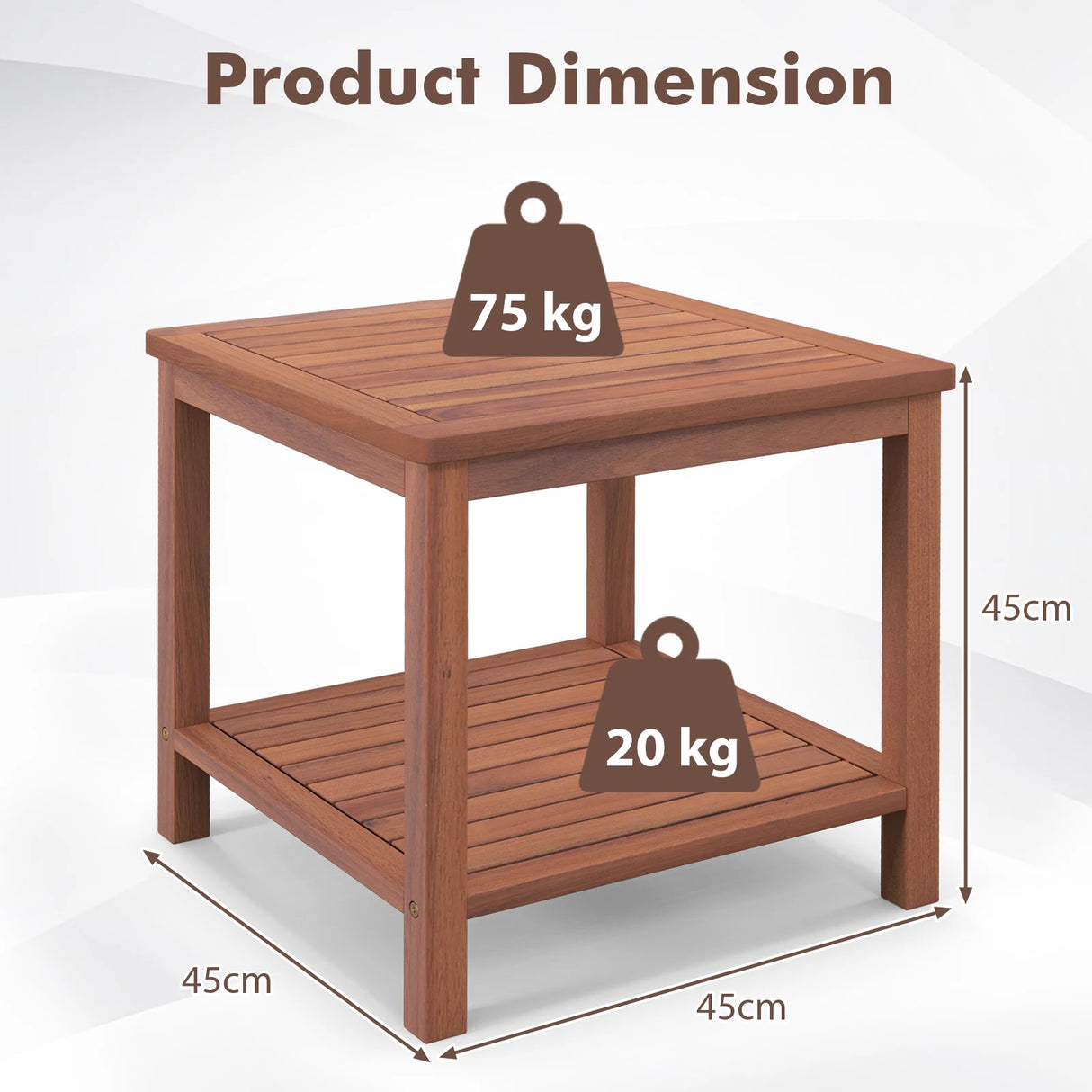 2-Tier Wooden Side Table with Slatted Tabletop
