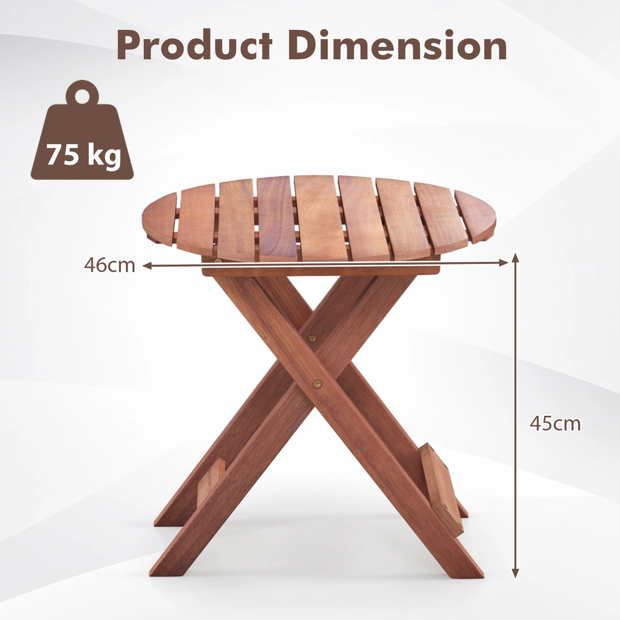 Wooden Side Table with Slatted Tabletop and Sturdy X-shaped Frame-B