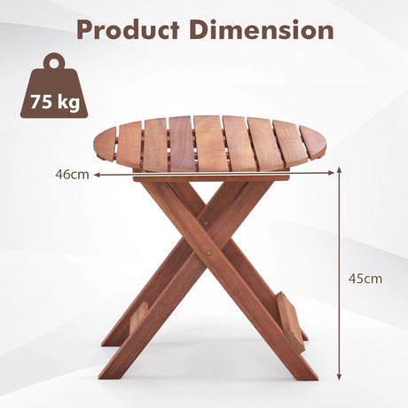 Wooden Side Table with Slatted Tabletop and Sturdy X-shaped Frame-B