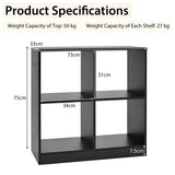 4-Cube Kids Bookcase with Open Shelves-Black