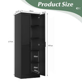 Wooden Storage Cabinet with 2 Doors and Adjustable Shelves-Black