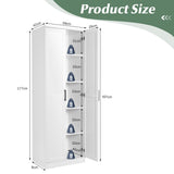 70 Inch Freestanding Storage Cabinet with 2 Doors and 5 Shelves-White