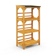 3-Tier Wooden Plant Stand with Weatherproof Asphalt Roof for Patio-Natural