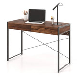 2 Drawer Desk &amp; Sturdy Steel Frame &amp; Reinforced Structure 112 x 48 x 76 cm