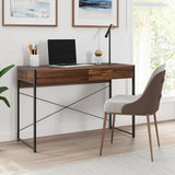 2 Drawer Desk &amp; Sturdy Steel Frame &amp; Reinforced Structure 112 x 48 x 76 cm