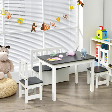 Children Activity Table with 2 Chairs and 1 Storage Bench