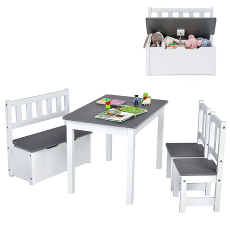 Children Activity Table with 2 Chairs and 1 Storage Bench