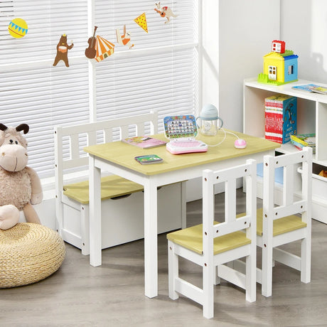 Children Activity Table with 2 Chairs and 1 Storage Bench
