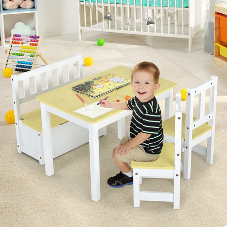 Children Activity Table with 2 Chairs and 1 Storage Bench