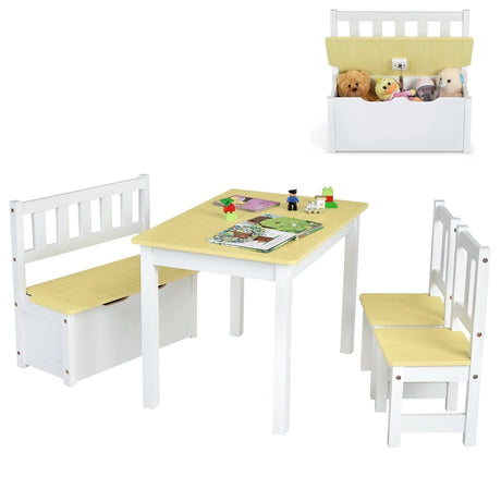 Children Activity Table with 2 Chairs and 1 Storage Bench