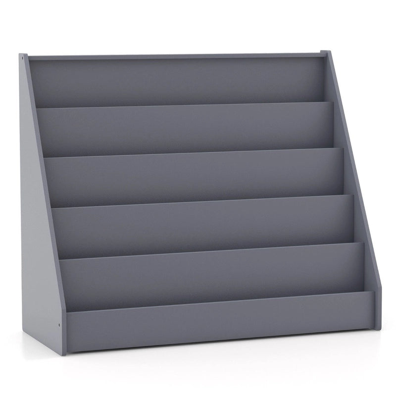 5 Tier Kids Bookshelf with Anti-Toppling Devices for Kids Room-Grey