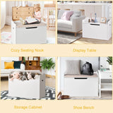 Kids Toy Wooden Flip-top Storage Box Chest Bench with Cushion Hinge-White