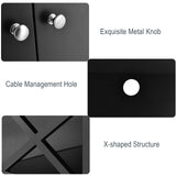Media Console Cabinet with Cable Management Hole for Living Room-Black