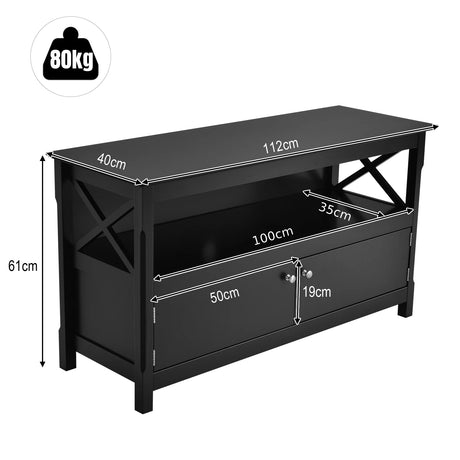 Media Console Cabinet with Cable Management Hole for Living Room-Black