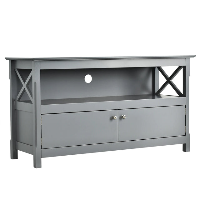 Media Console Cabinet with Cable Management Hole for Living Room-Grey