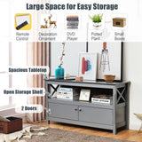 Media Console Cabinet with Cable Management Hole for Living Room-Grey