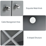 Media Console Cabinet with Cable Management Hole for Living Room-Grey
