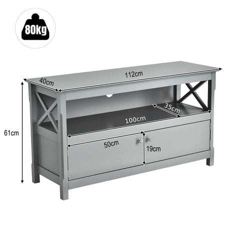 Media Console Cabinet with Cable Management Hole for Living Room-Grey