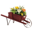 Wooden Wagon Planter with 9 Magnetic Accessories for Garden Yard-Red