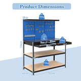 121 x 61 CM Workbench with 3 PCS Pegboard and Drawer-Navy