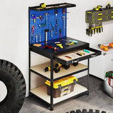 81 x 41 CM Workbench with Pegboard and Drawer and Shelves-Navy
