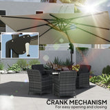 Outsunny 3.7 x 2.7 m Cantilever Parasol w/ 360 Rotation and Easy Tilt Adjustment, Aluminium Hanging Offset Outdoor Umbrella w/ Double Top and Cross Base, UPF50+ Hanging Sun Shade, Black