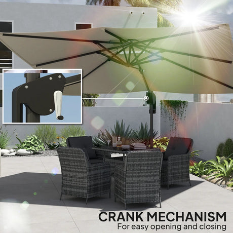 Outsunny 3.7 x 2.7 m Cantilever Parasol w/ 360 Rotation and Easy Tilt Adjustment, Aluminium Hanging Offset Outdoor Umbrella w/ Double Top and Cross Base, UPF50+ Hanging Sun Shade, Black