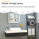 HOMCOM Bathroom Mirror Cabinet Wall Mounted Storage Shelf Bathroom Cupboard Double Door, White