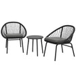 Outsunny Three-Piece Rattan Bistro Set - Black